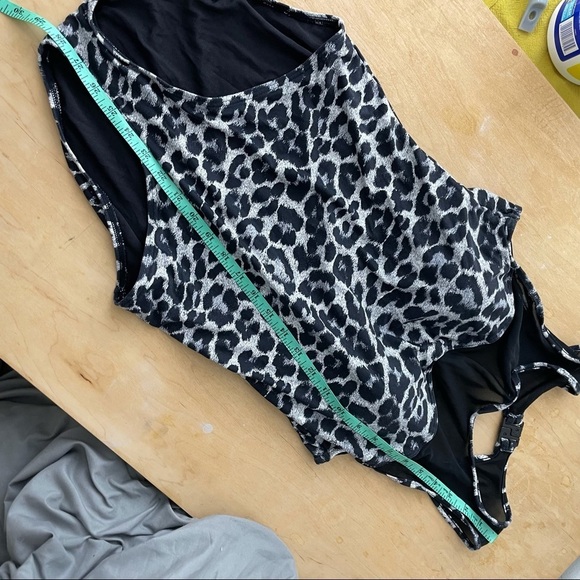 Niptuck Swim Black Mesh & Leopard One Piece Swim - Picture 9 of 11
